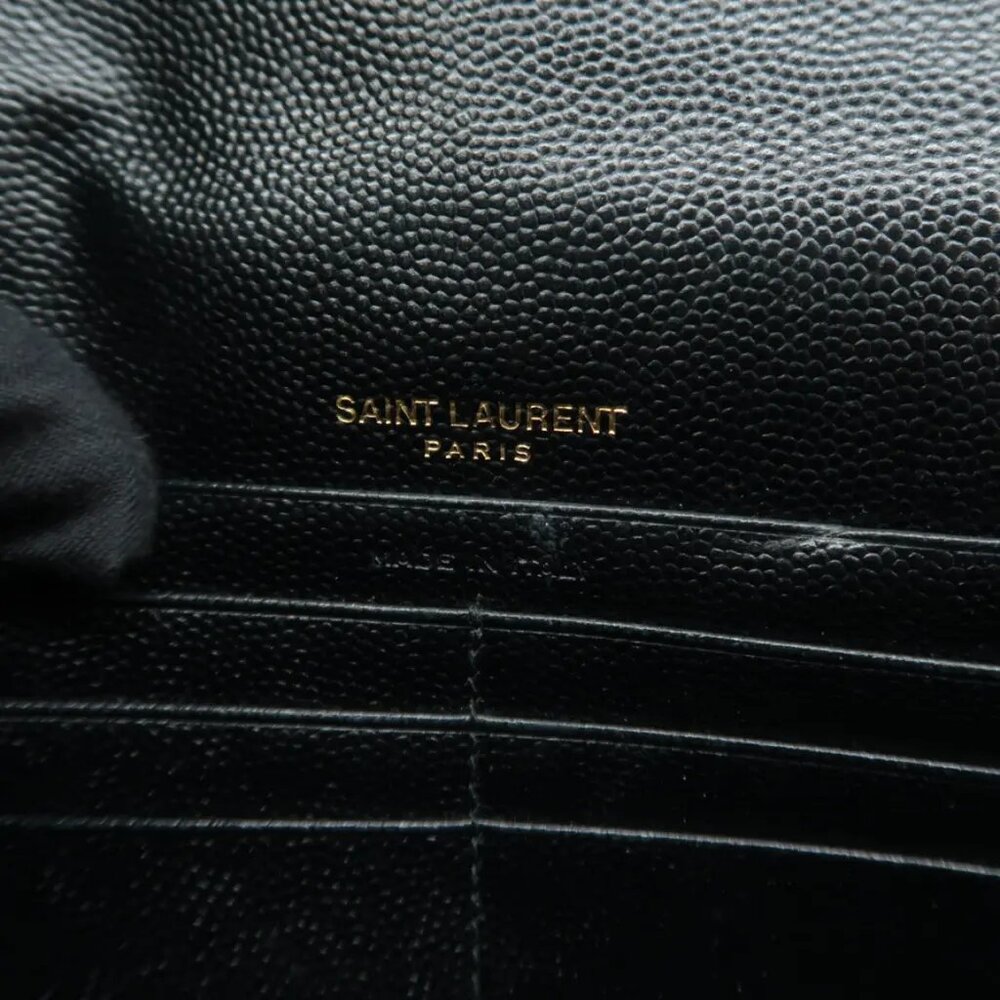 Authentic Saint Laurent Matelasse Black Wallet On Chain Leather Shoulder Bag - Picture 10 of 12